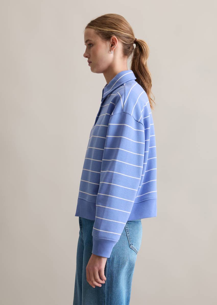 Striped polo sweatshirt relaxed made from pure organic cotton