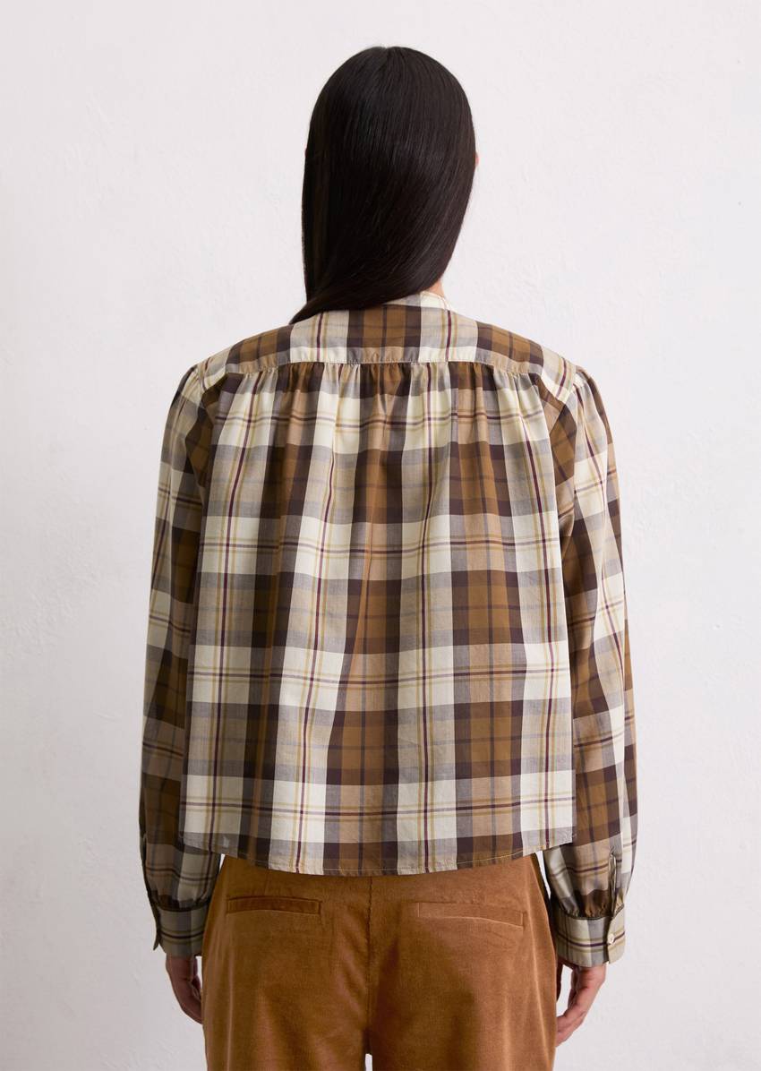 Check blouse relaxed made from a lightweight organic cotton/lyocell blend