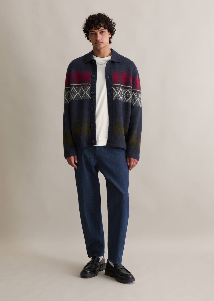 Cardigan with relaxed collar with mohair content