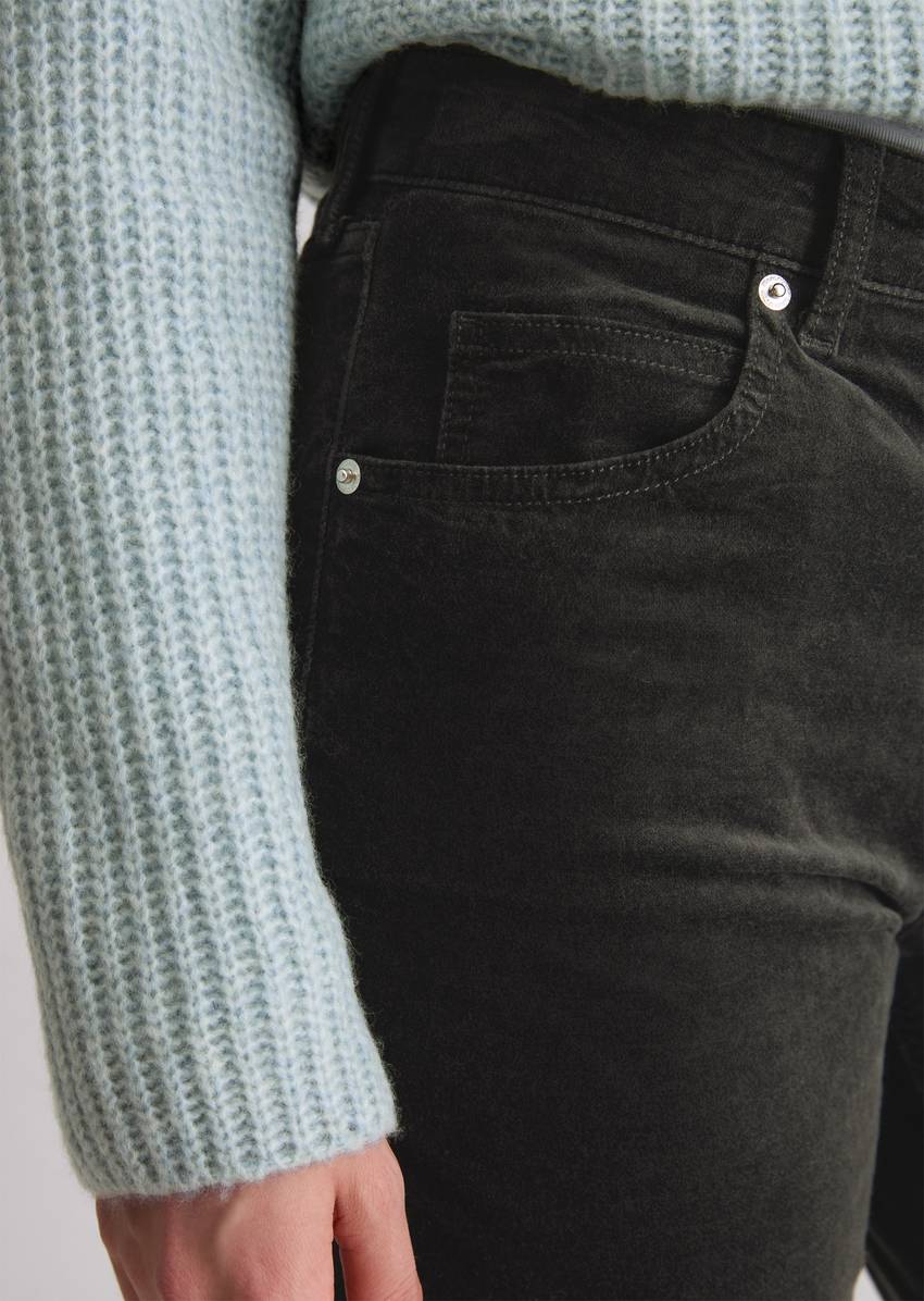 Velvet pants model Alkea slim made from an organic cotton stretch blend