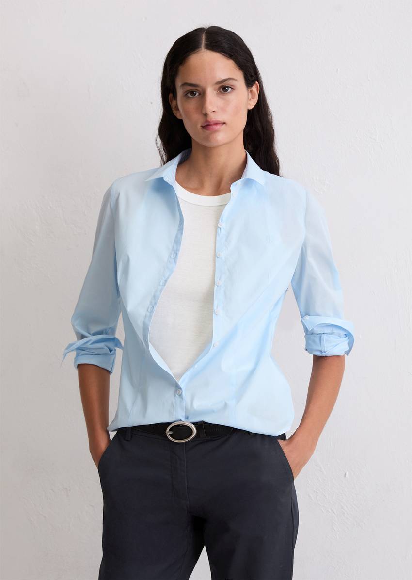 Long sleeve blouse in stretch poplin quality