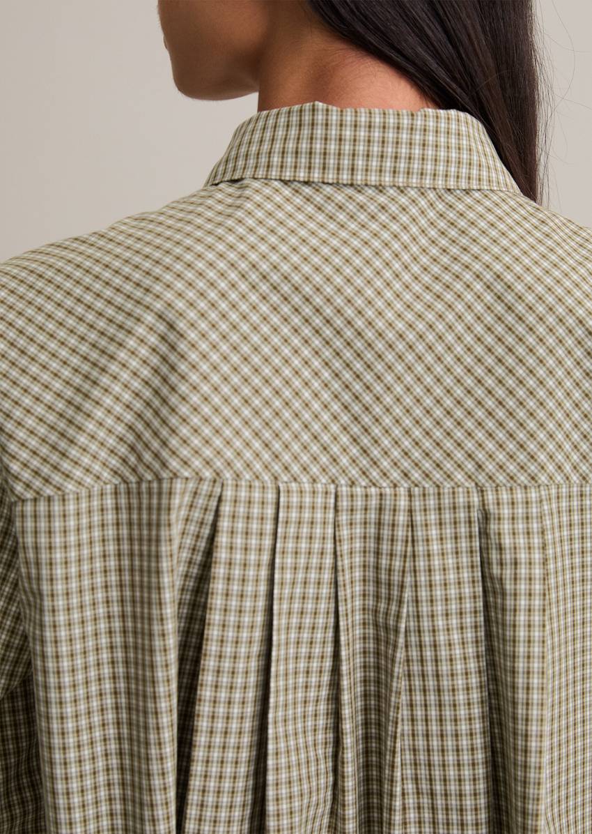 Check blouse with pleat detail regular made from pure organic cotton