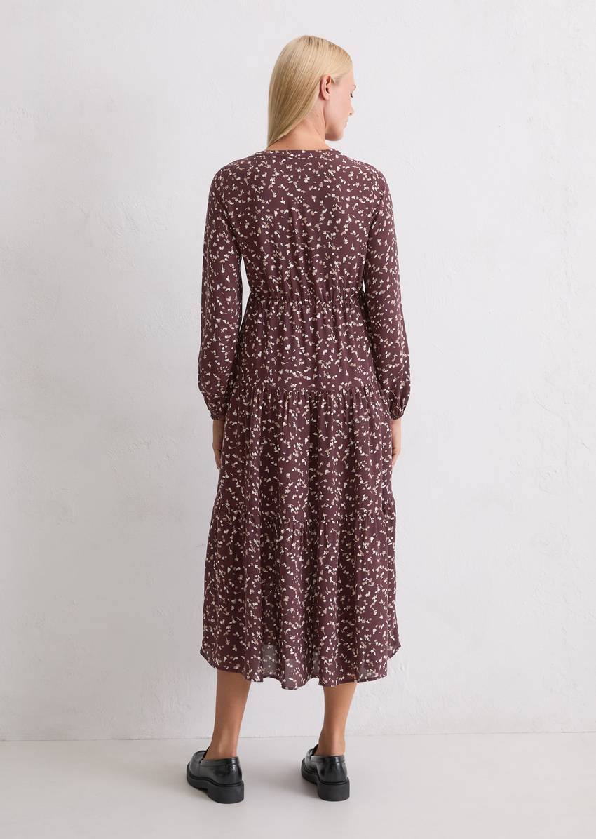Tiered dress with all-over relaxed print made from a cupro-viscose mix