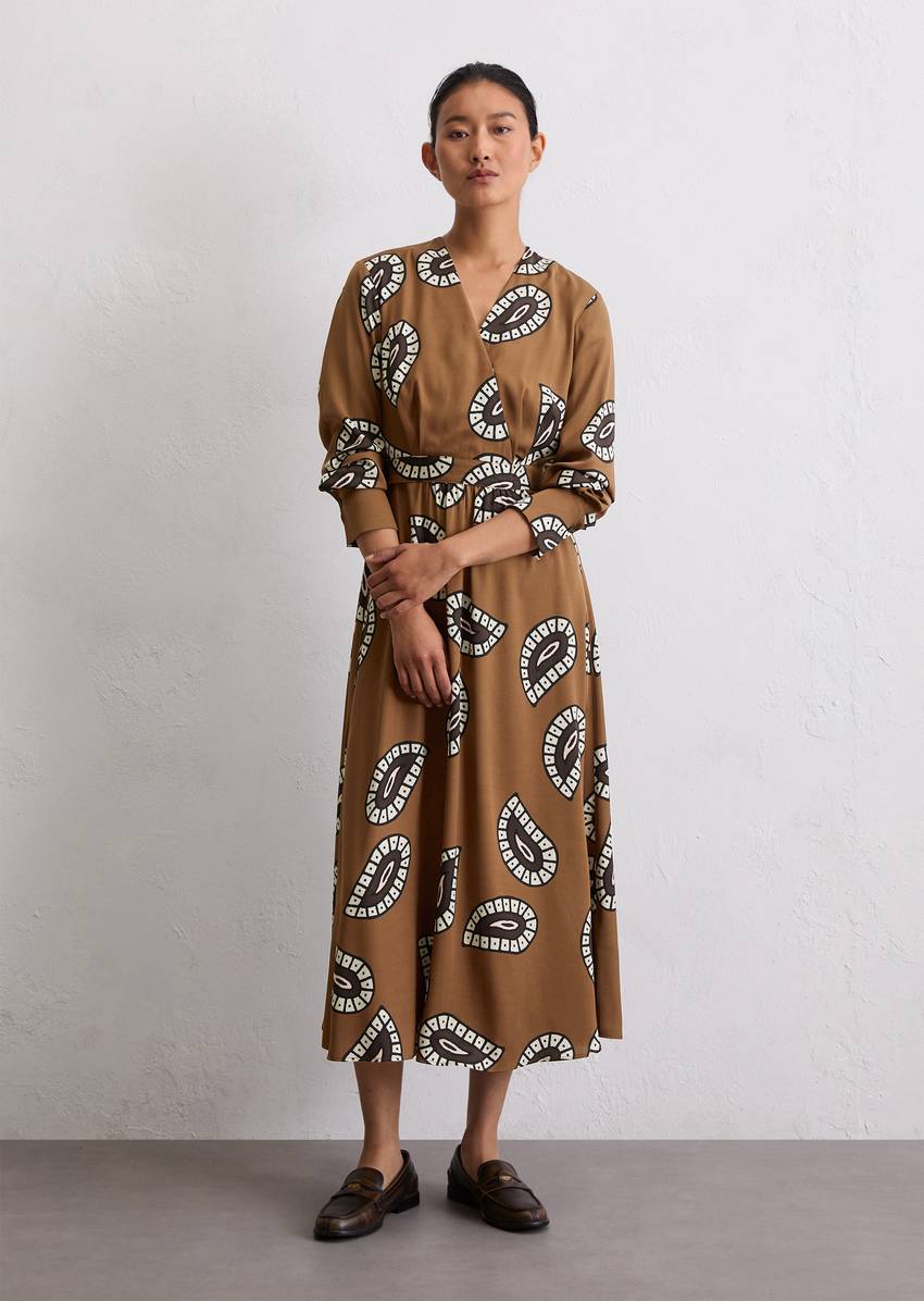 Wrap dress A-Shape made from viscose twill