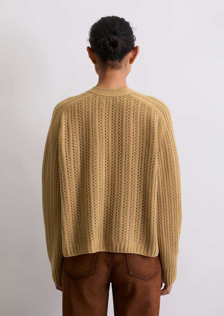 Ajour cardigan oversize made from virgin wool