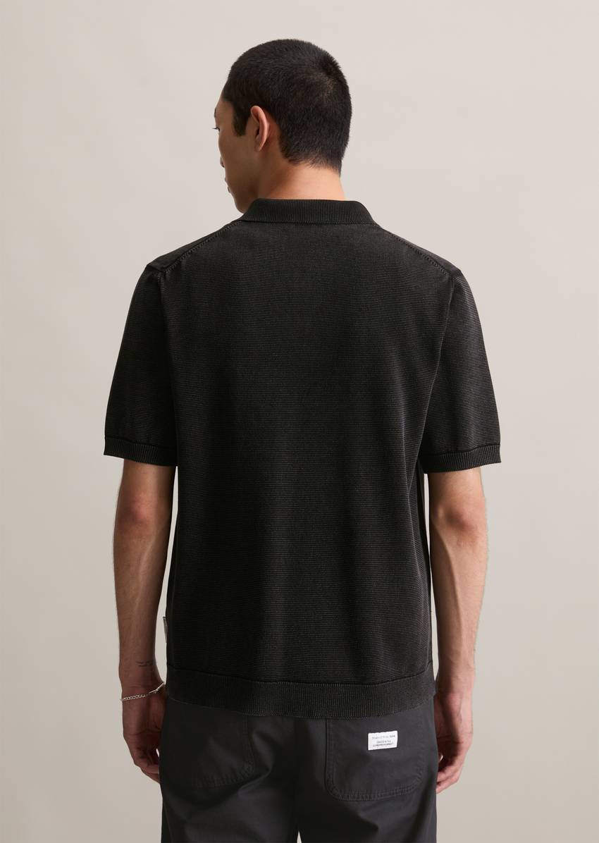 Relaxed knit polo shirt made from pure organic cotton