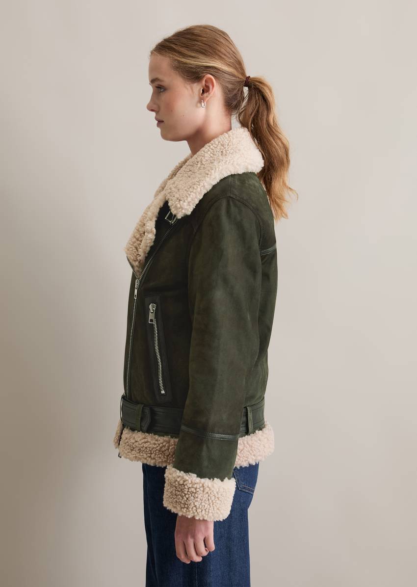 Suede jacket regular with teddy plush