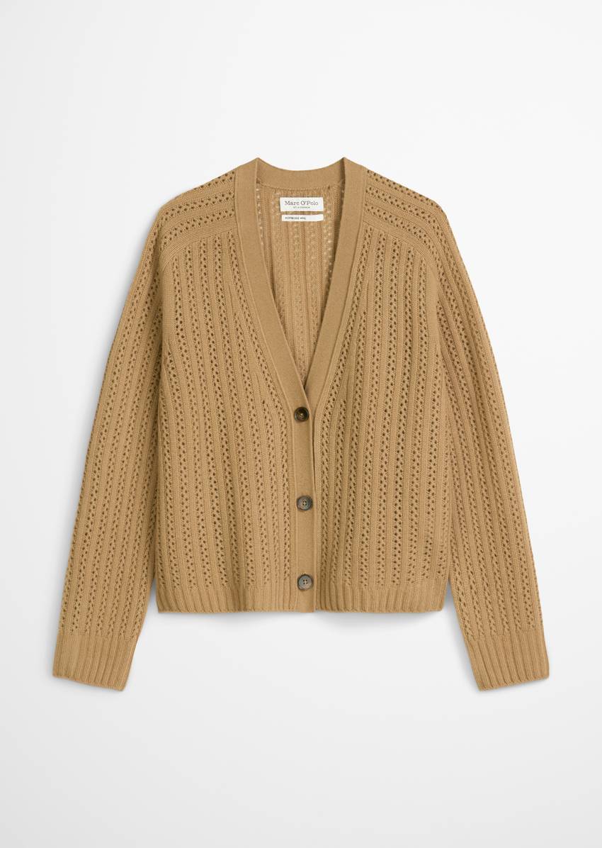 Ajour cardigan oversize made from virgin wool