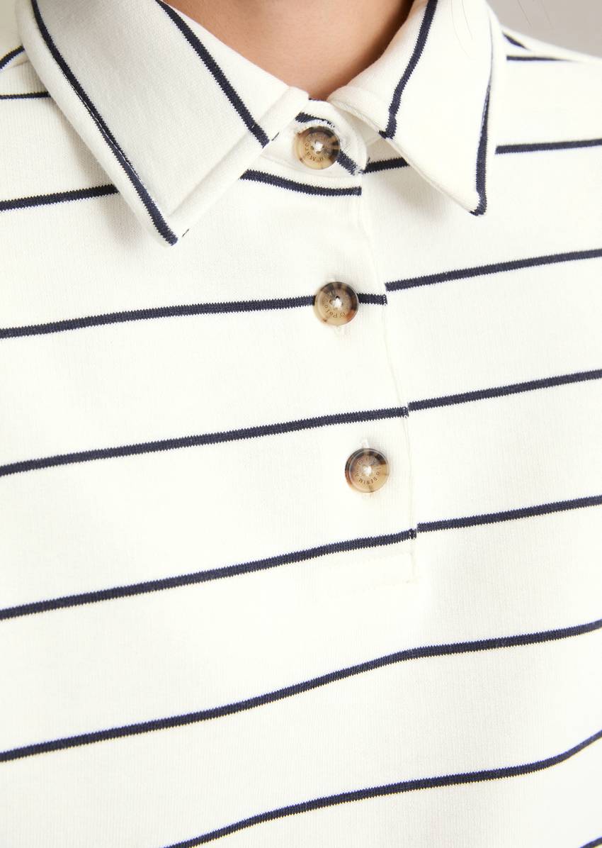 Striped polo sweatshirt relaxed made from pure organic cotton