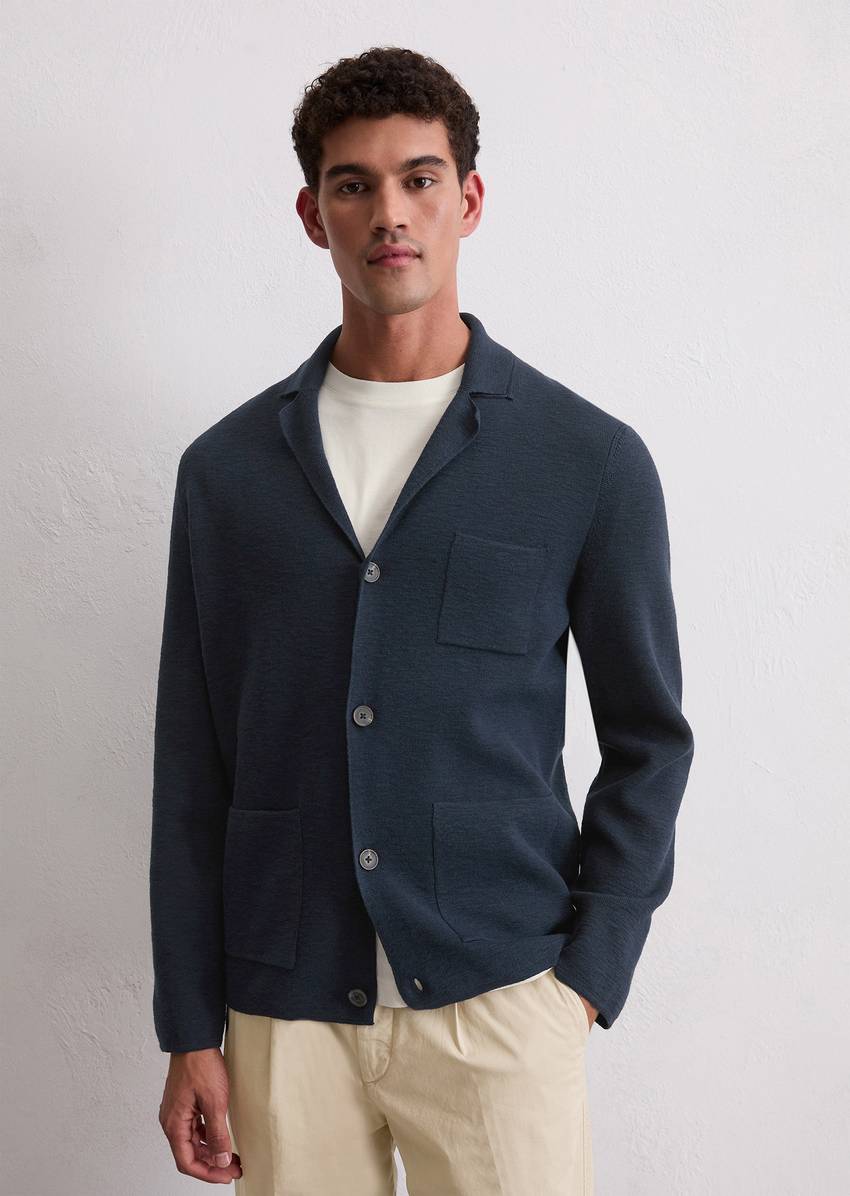 Regular knit jacket made from pure organic cotton