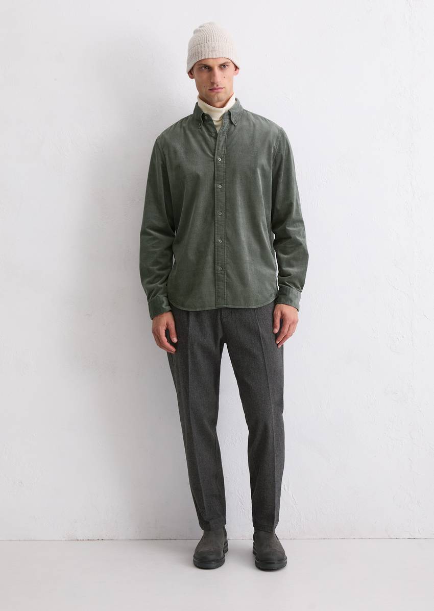 Corduroy shirt regular with button-down collar