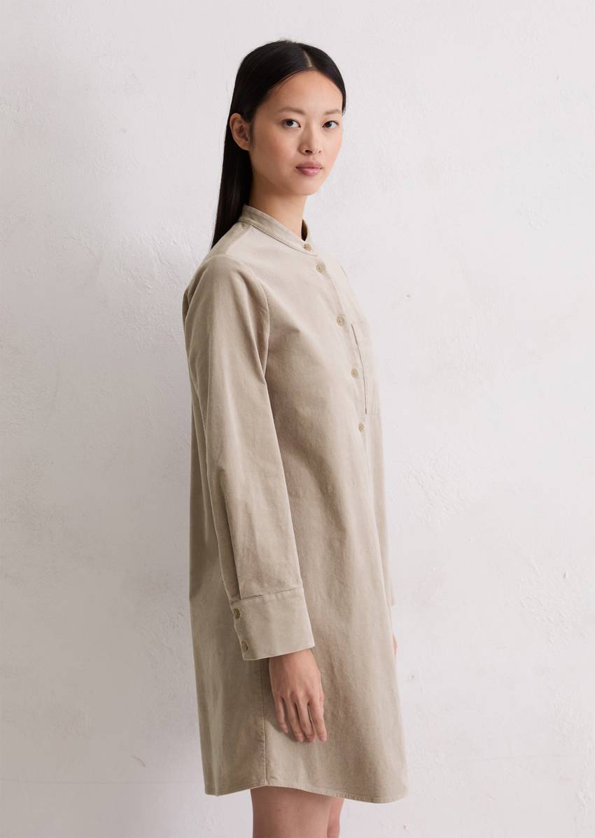Velvet shirt dress A-shape made from organic cotton stretch