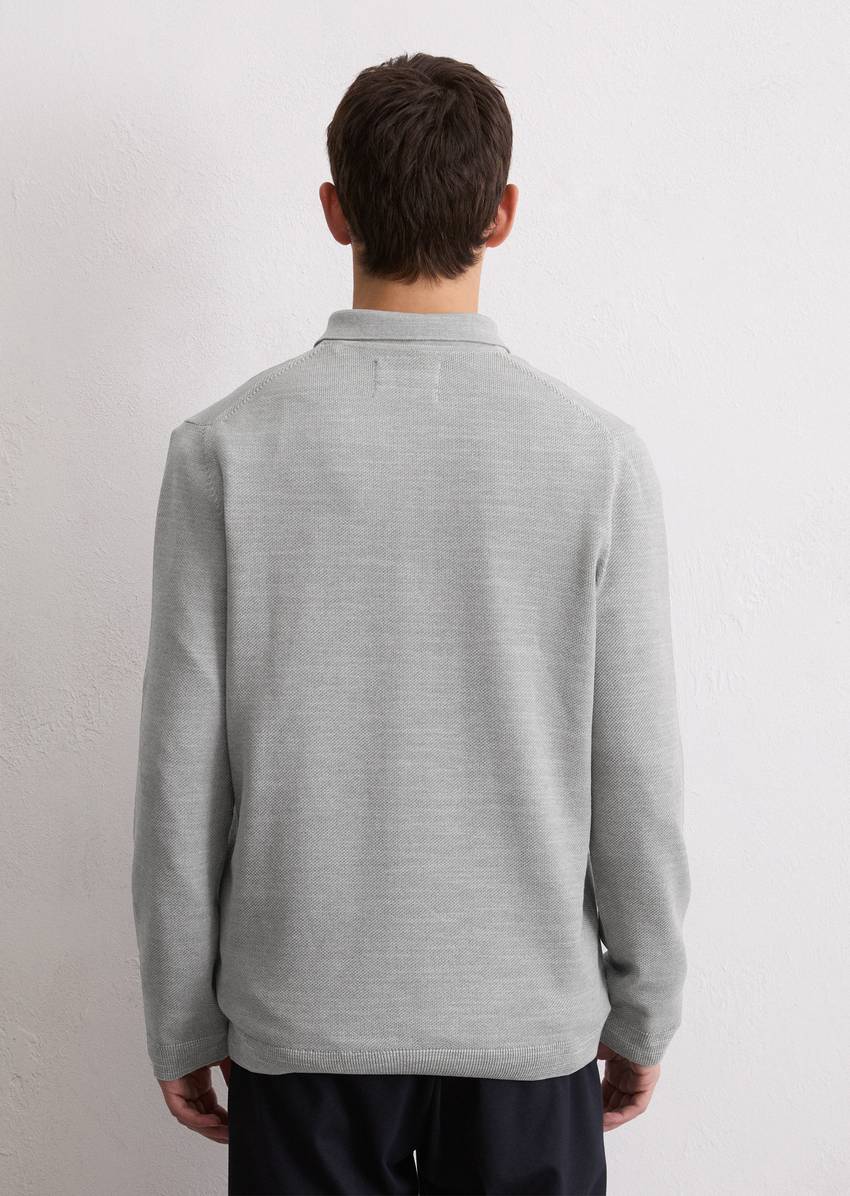 Long sleeve polo shirt piqué regular made from fine organic cotton piqué