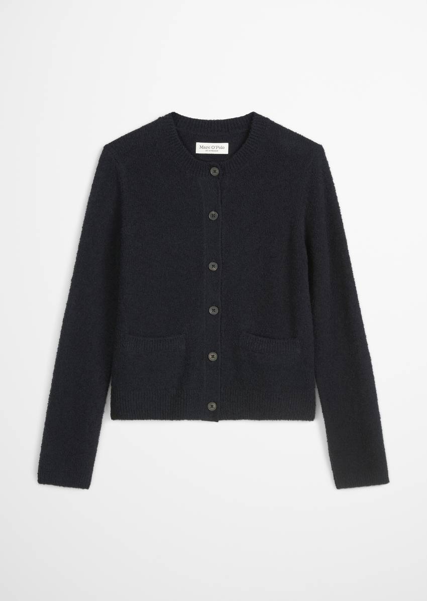 Cardigan regular made from bouclé yarn