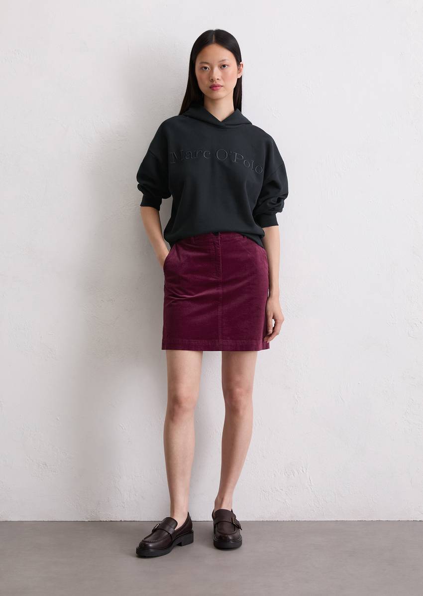 Corduroy mini skirt A-shape made from organic cotton modal stretch