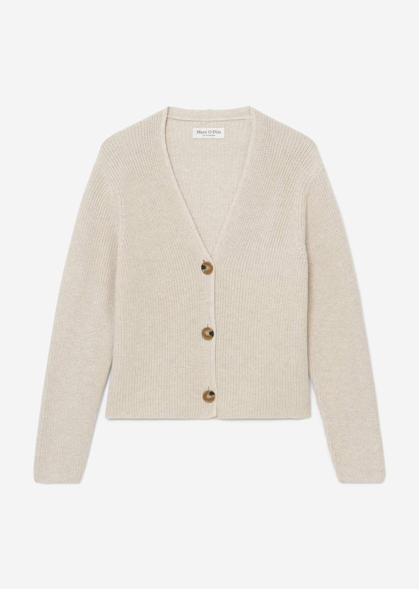 V-neck cardigan relaxed Made of heavy-weight organic cotton