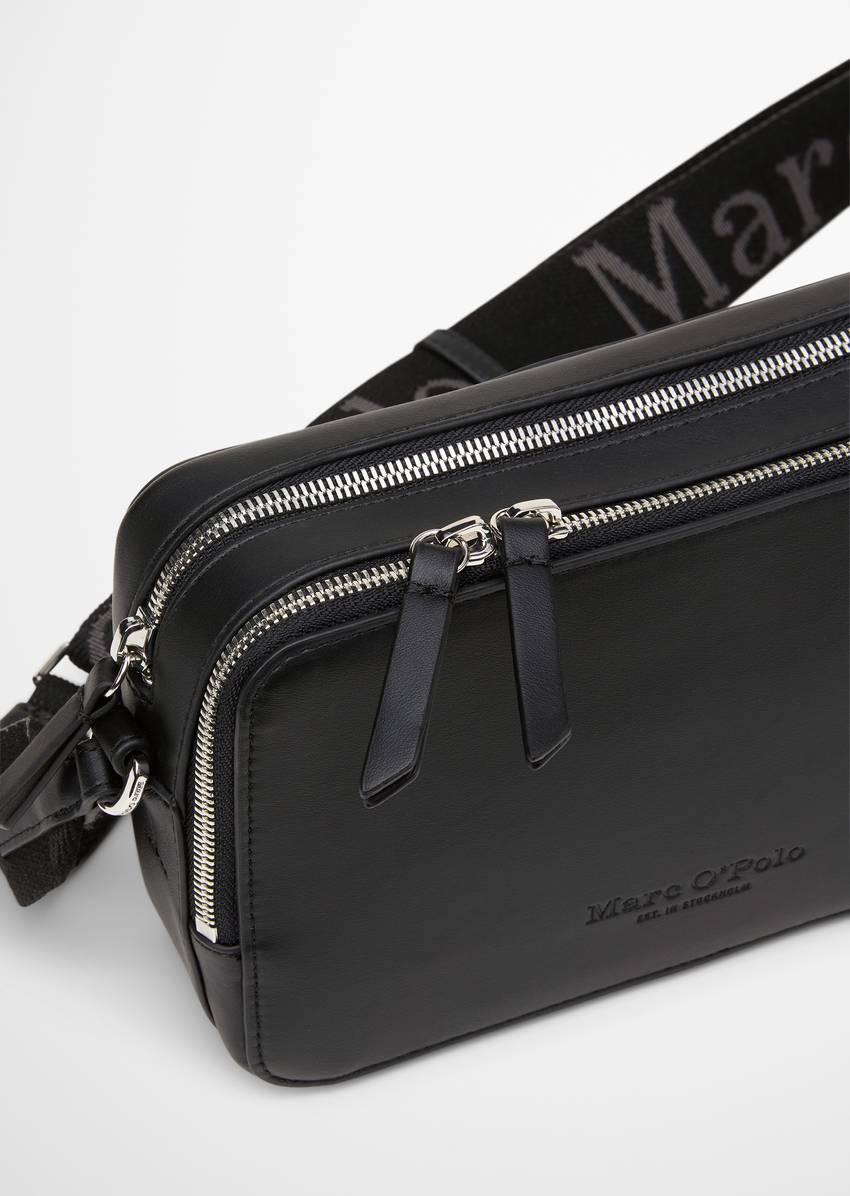 Shoulder bag small made from a leather alternative made from recycled polyester