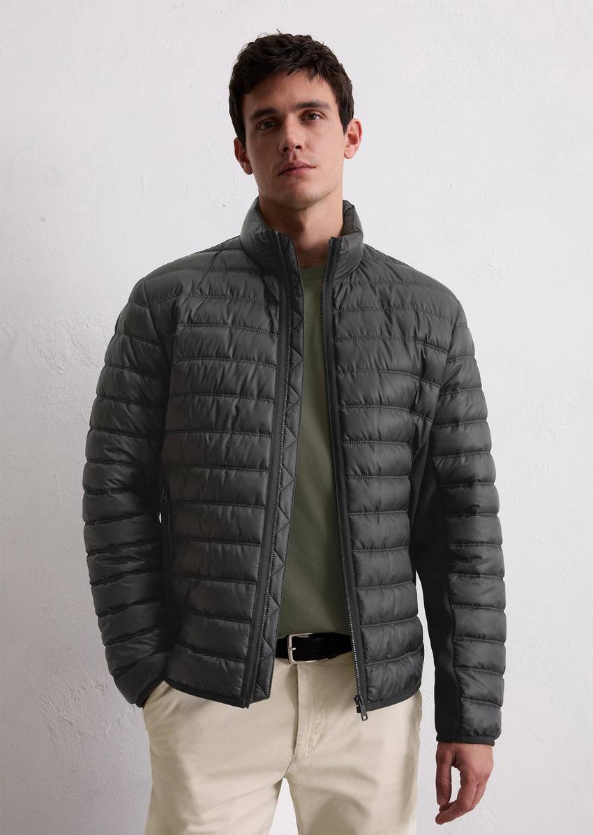 Quilted jacket regular with softshell inserts