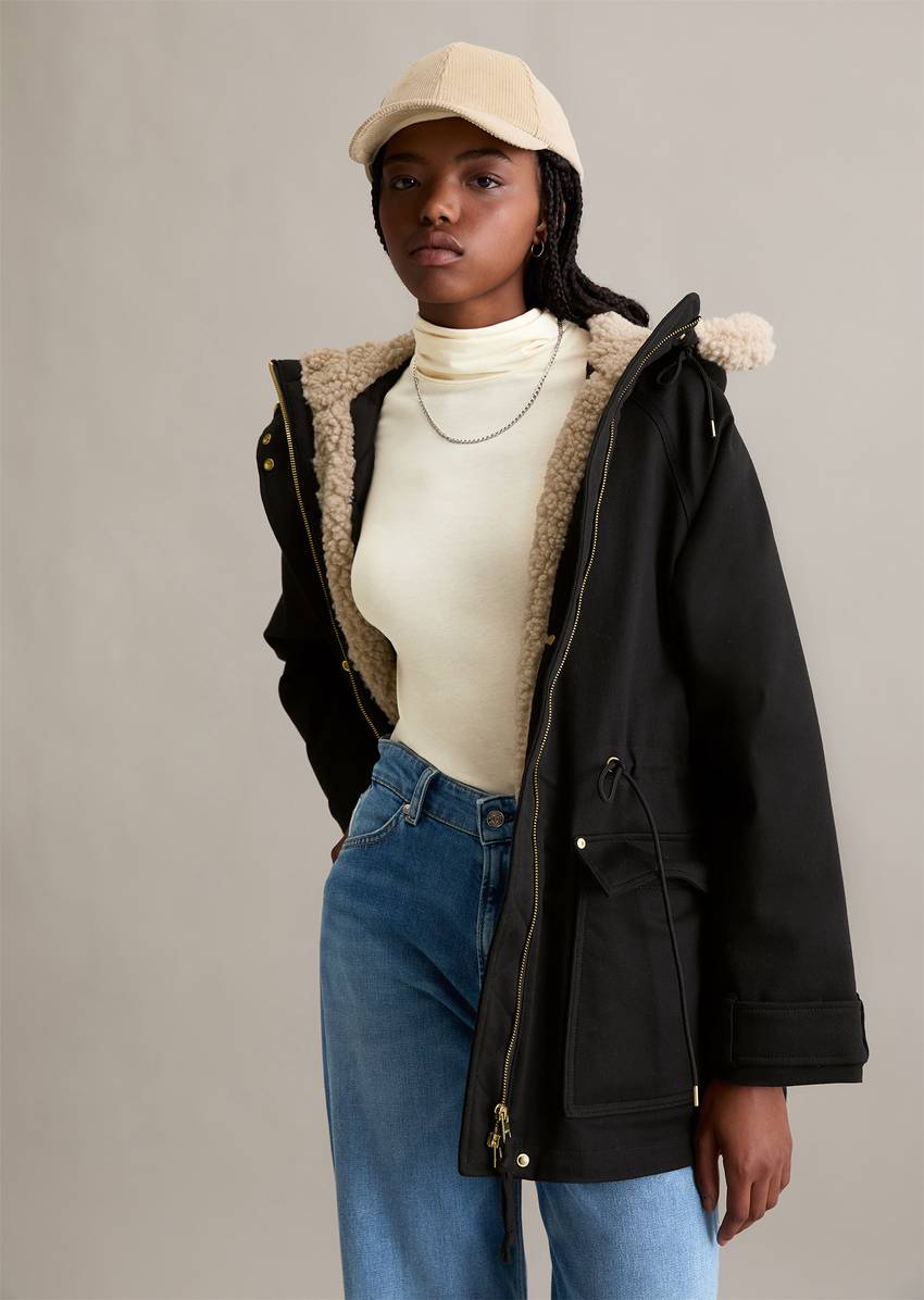 Outdoor jacket oversize made from organic cotton stretch twill