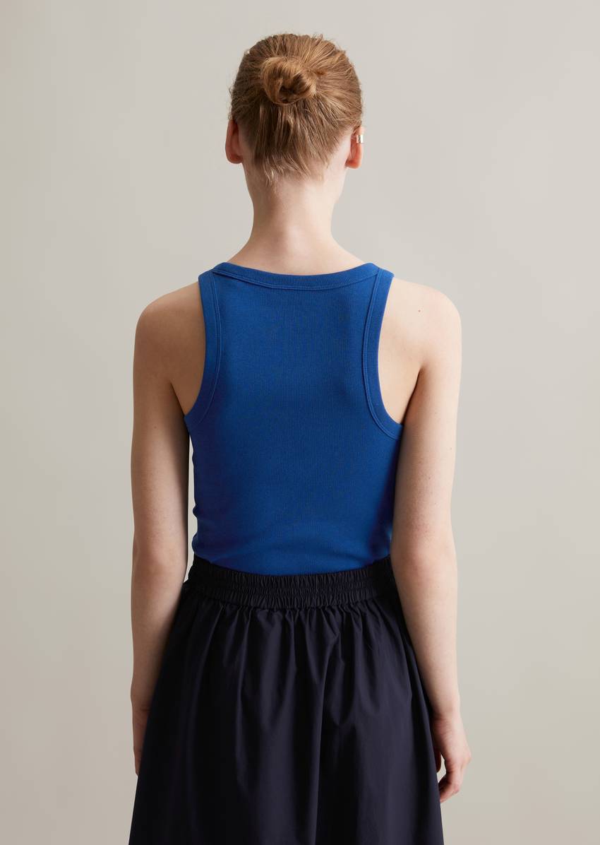 Ribbed tank top slim made from organic cotton stretch jersey