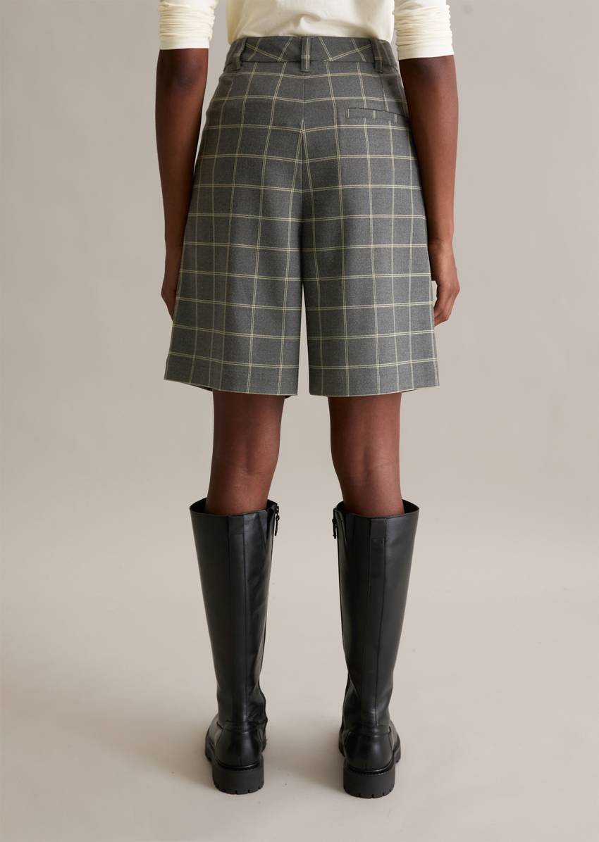 Checked Bermuda wide with recycled polyester and viscose