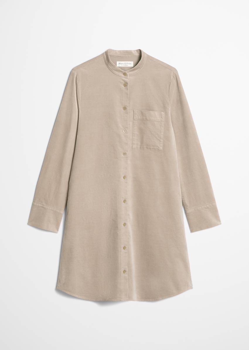 Velvet shirt dress A-shape made from organic cotton stretch
