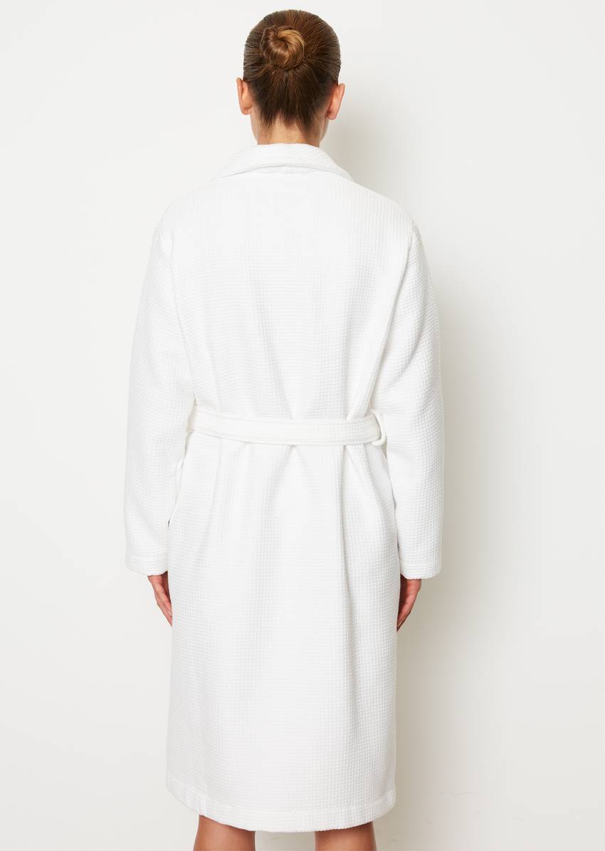 Premium ladies bathrobe with waffle piqué and terry inside