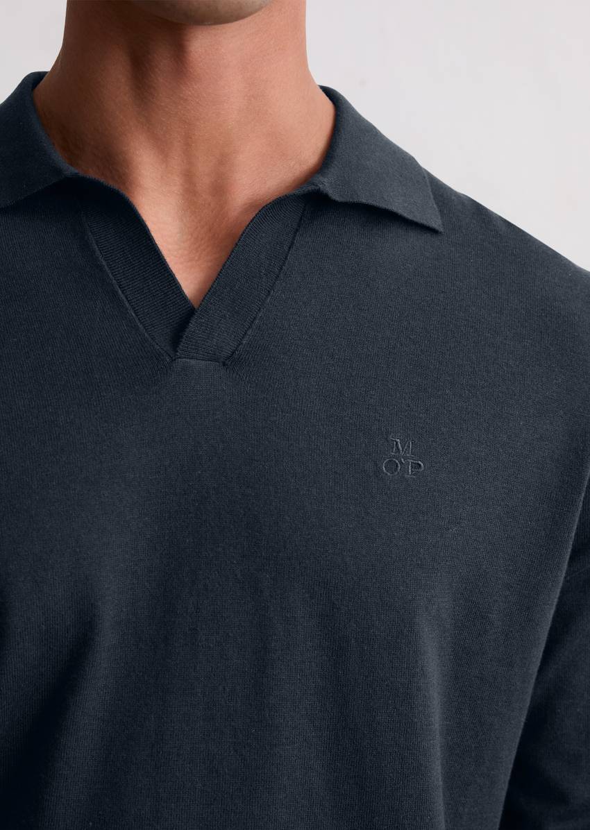 Regular polo neck sweater made from an organic cotton-cashmere blend