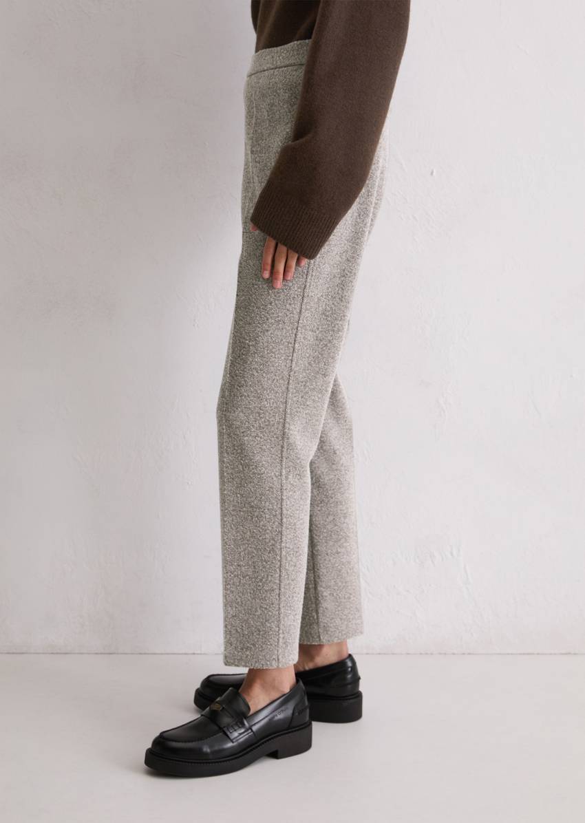 Tweed jersey pants slim made from an organic cotton blend