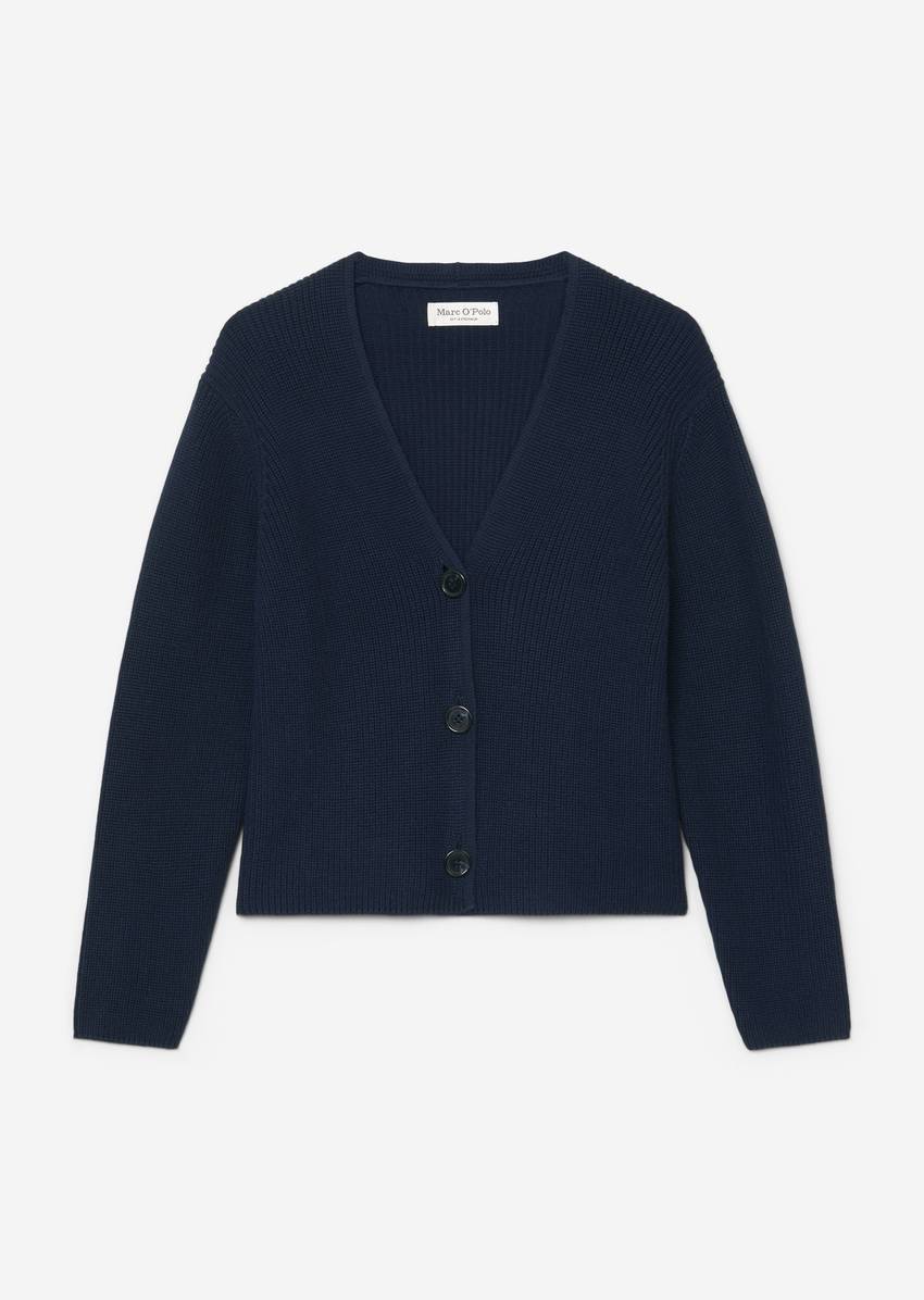 V-neck cardigan relaxed Made of heavy-weight organic cotton