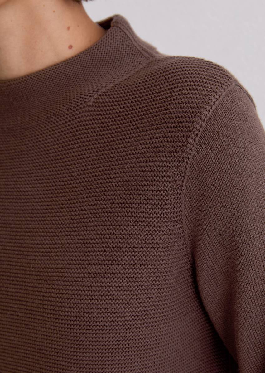 Knitted sweater slim made from organic cotton