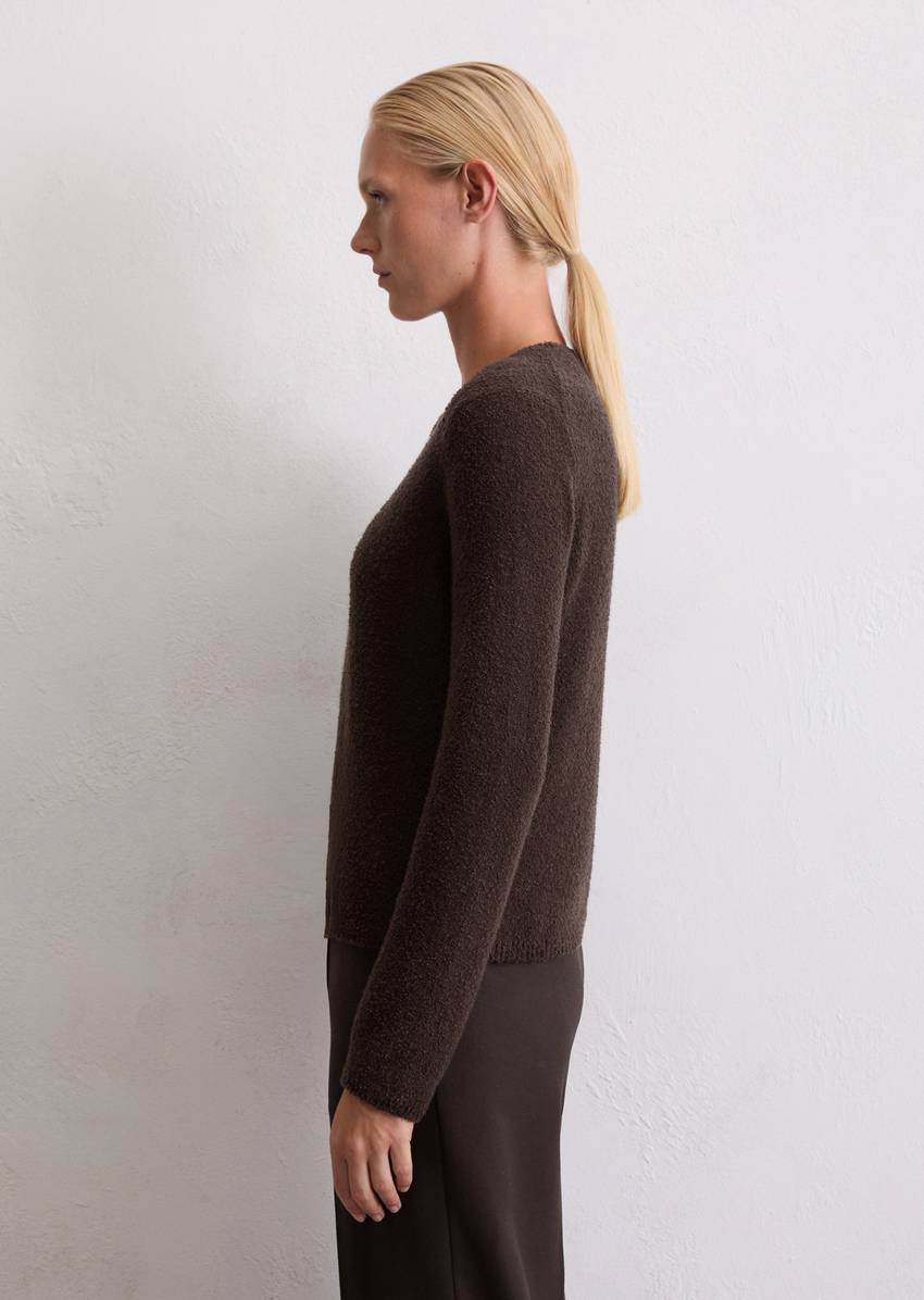 Knitted sweater regular made from bouclé yarn