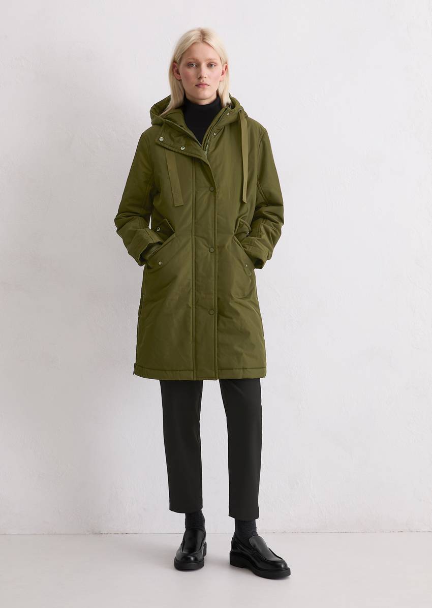 Padded parka jacket fitted made from recycled polyester twill WR