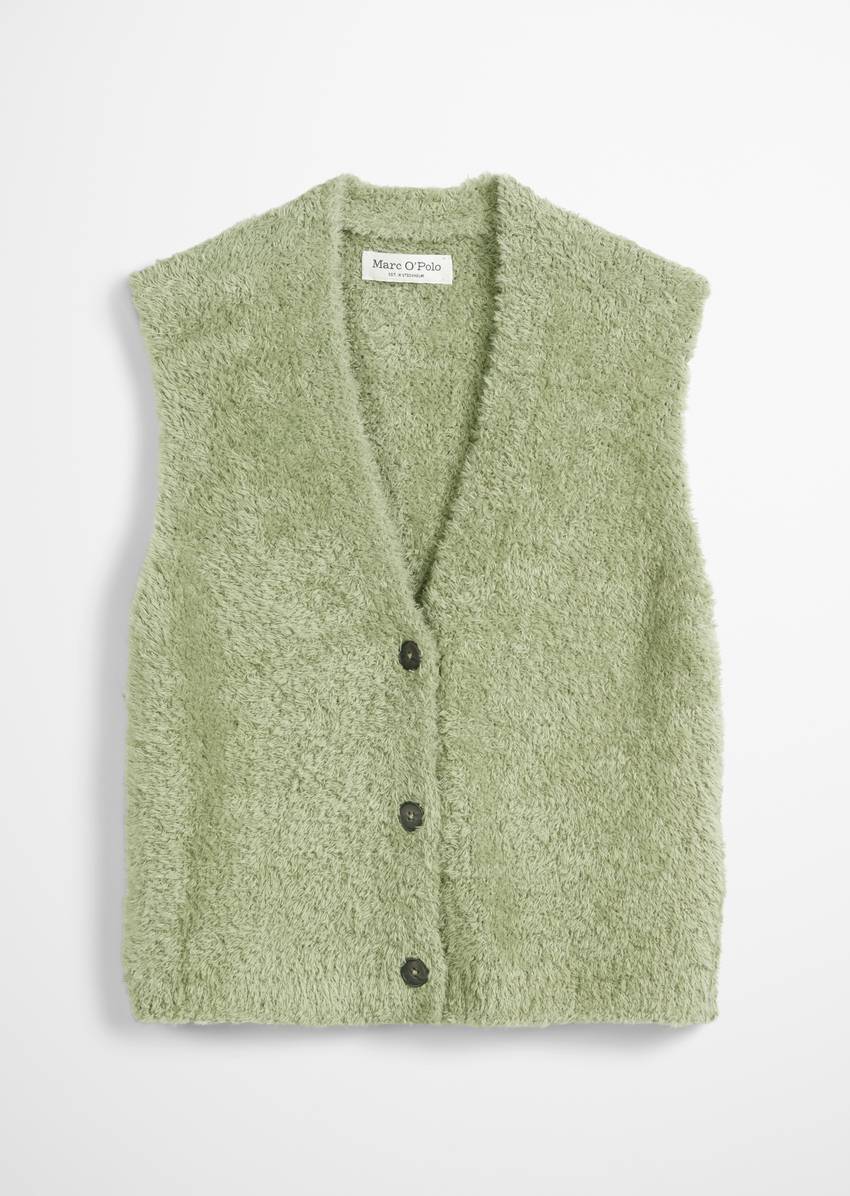 Fuzzy knit vest regular made from fluffy cotton yarn
