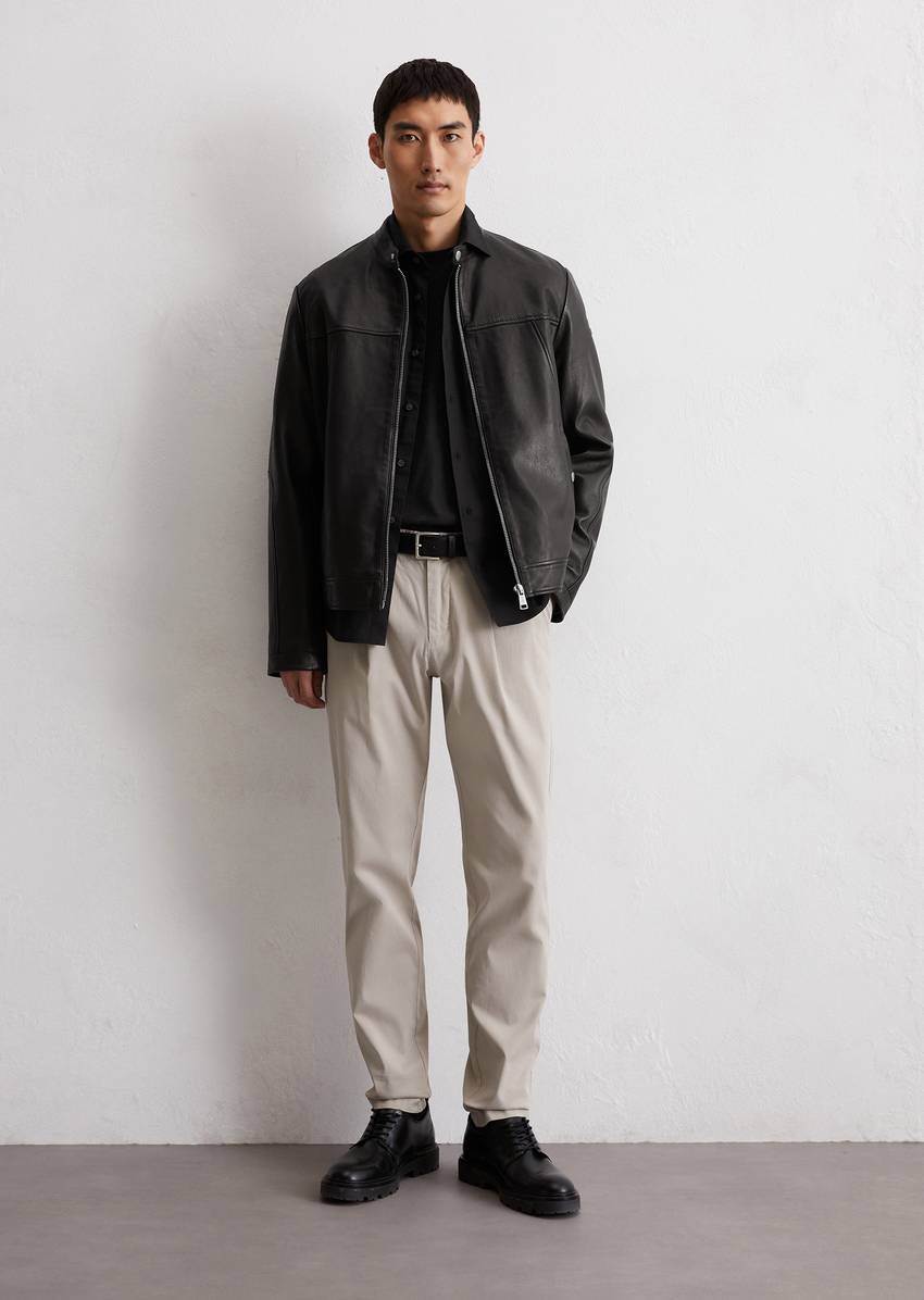 Biker leather jacket regular made from supple lambskin leather