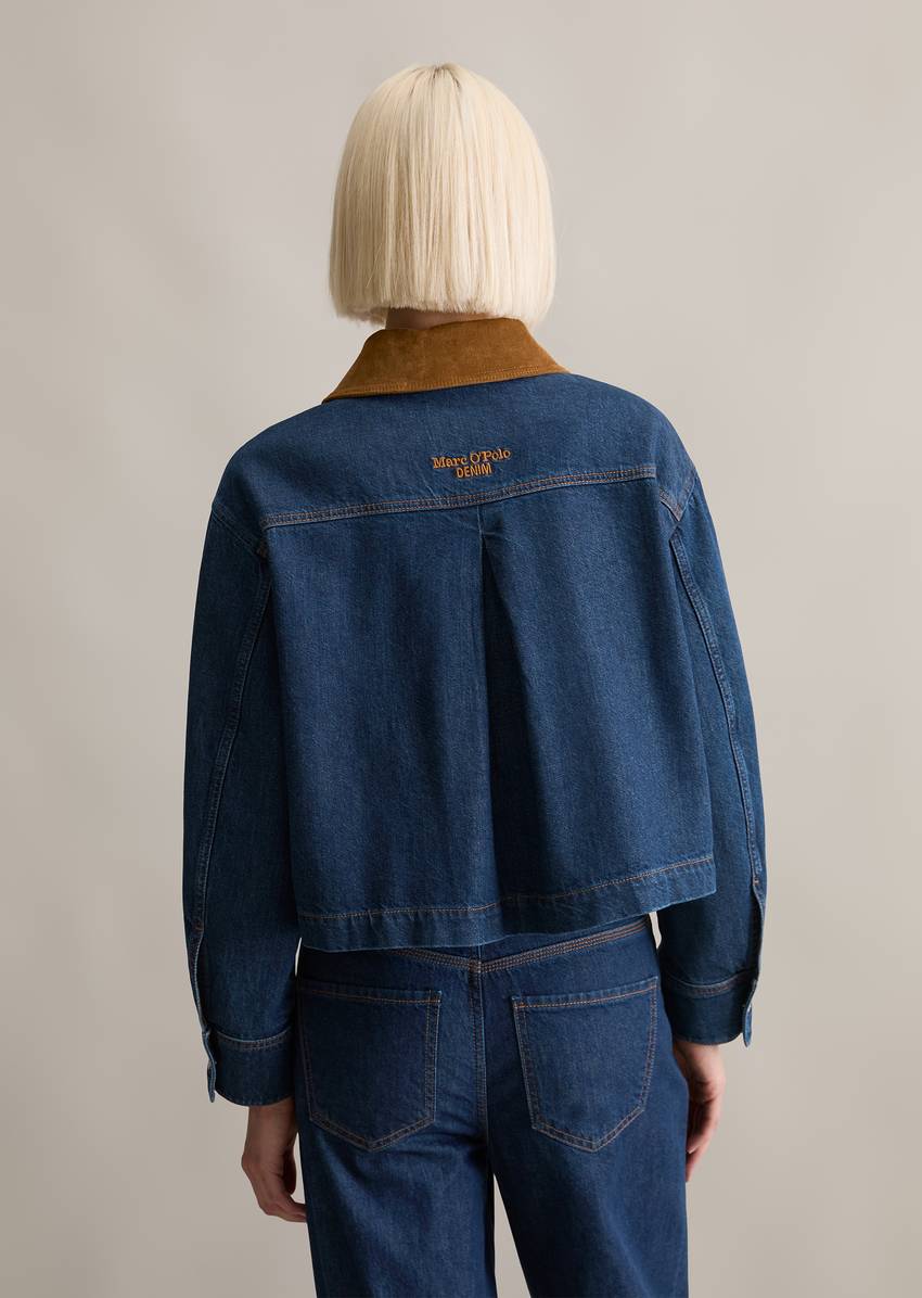 Barn-style loose denim jacket made from authentic rigid denim