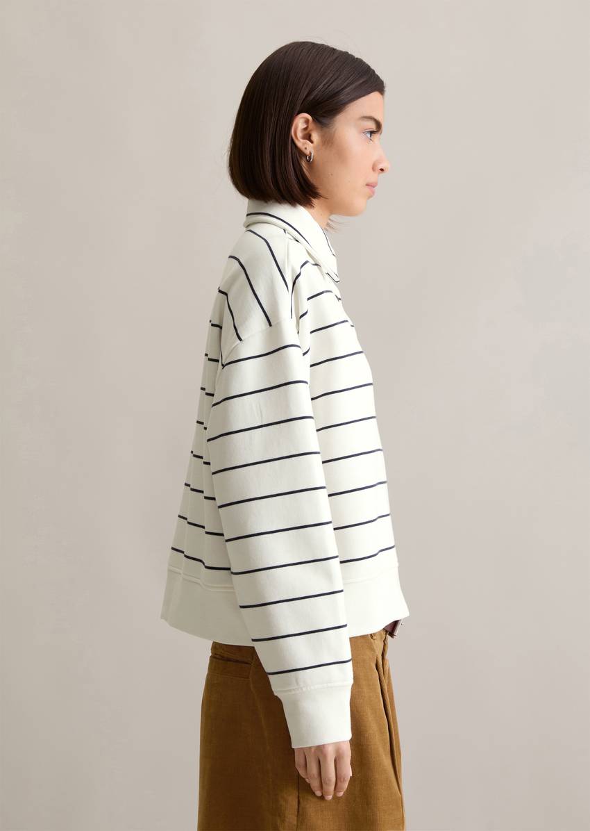 Striped polo sweatshirt relaxed made from pure organic cotton