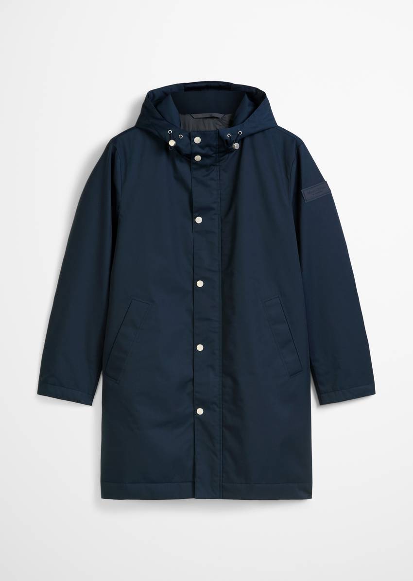 Short coat with hood in carcoat style
