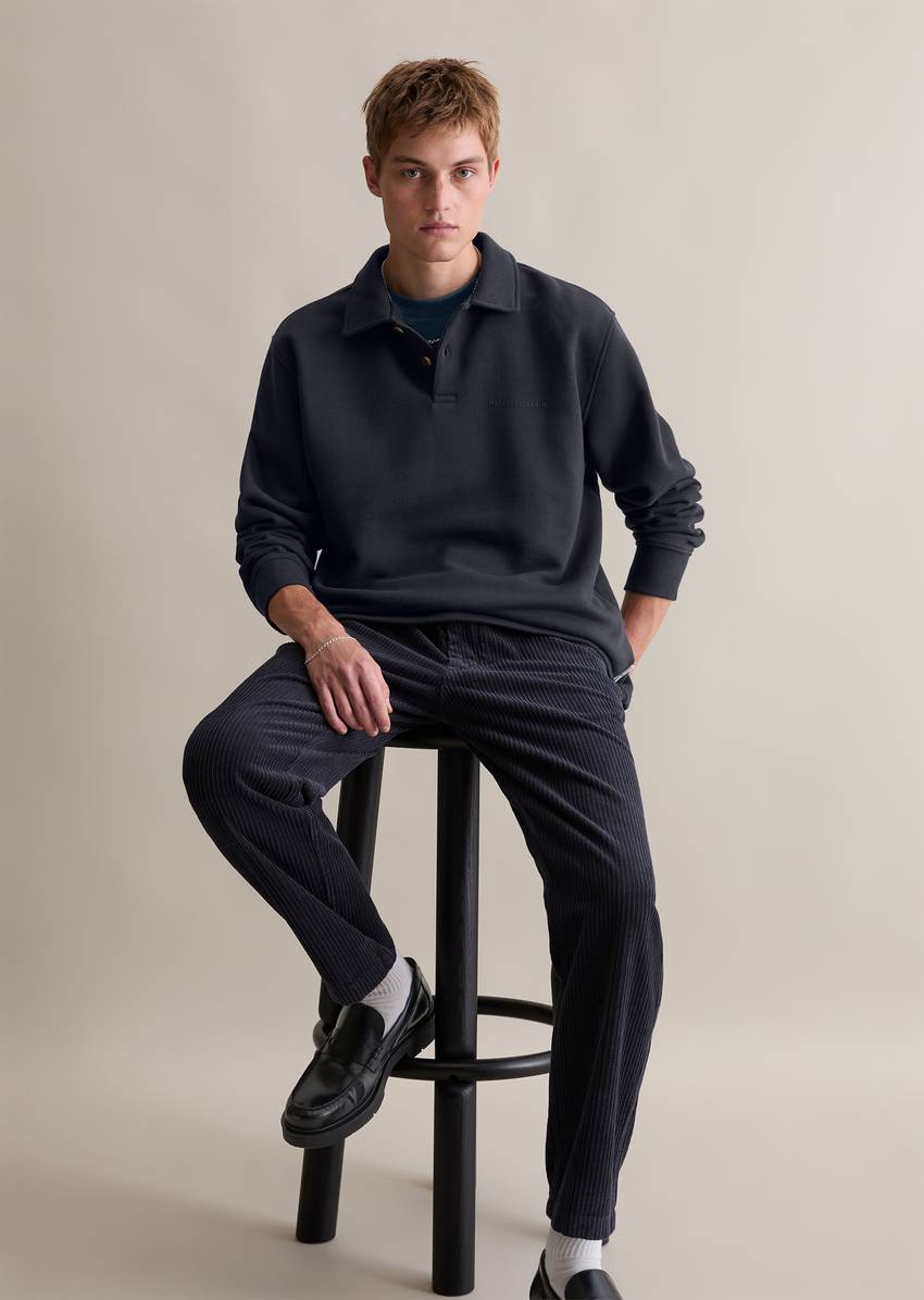 Polo sweatshirt relaxed made of heavy, structured quality