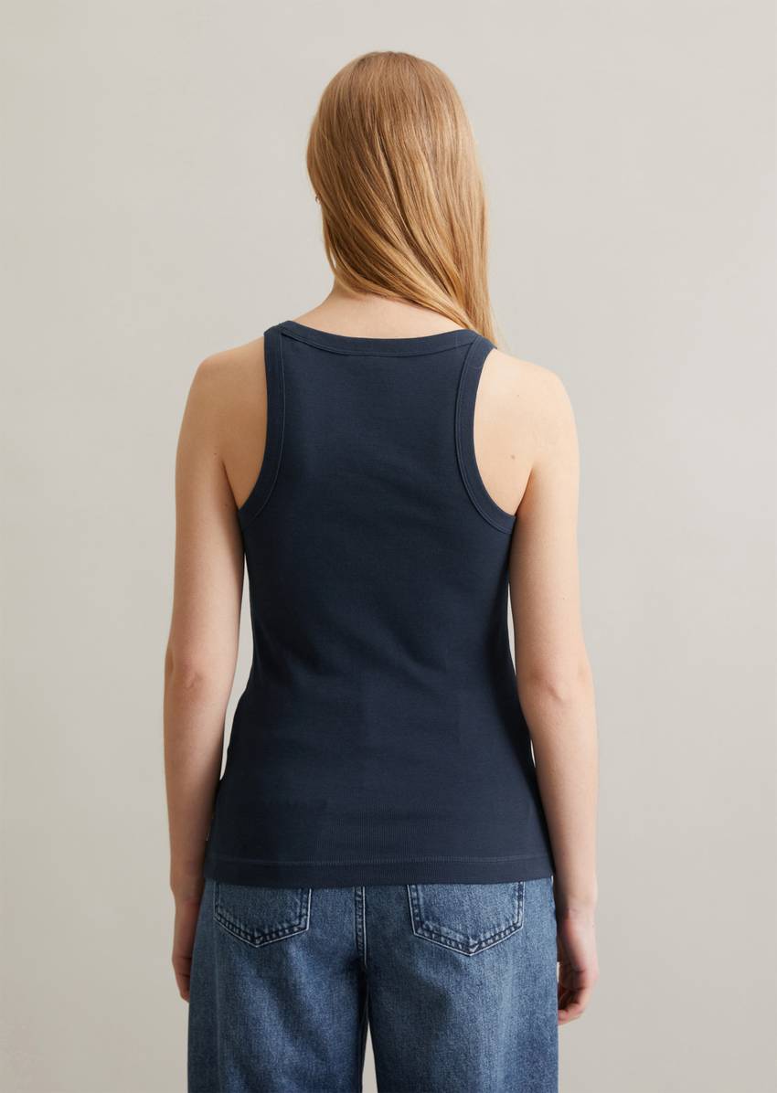 Ribbed tank top slim made from organic cotton stretch jersey