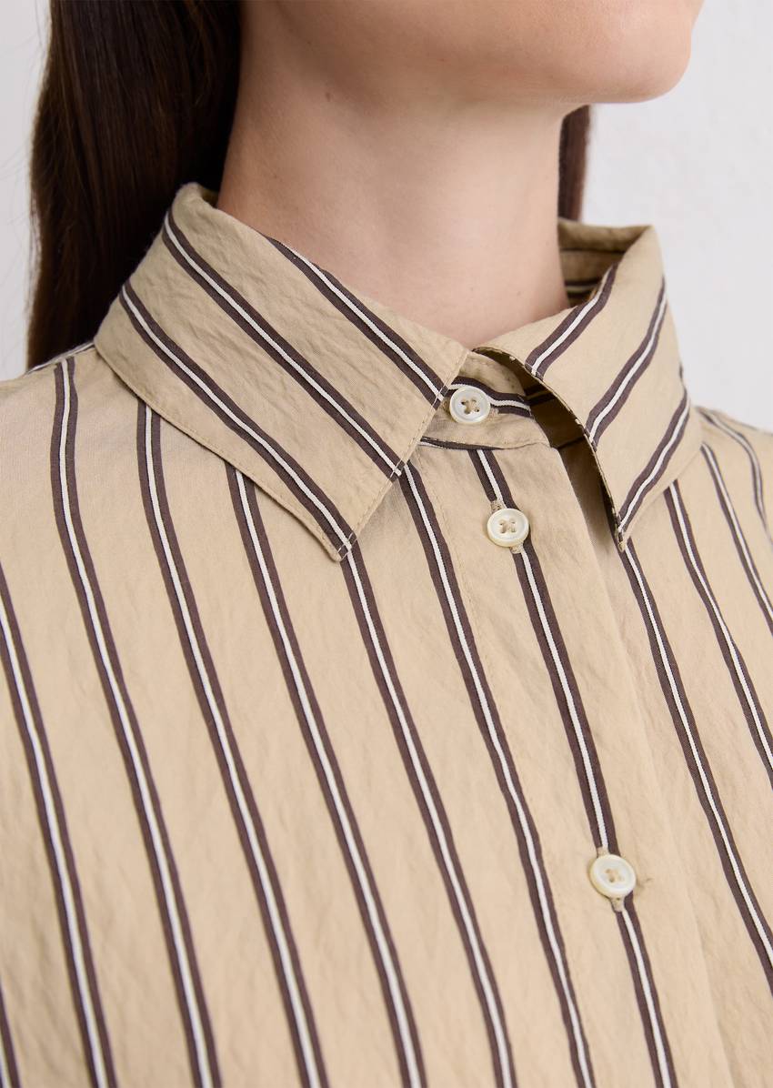 Crinkle striped blouse relaxed cropped from LENZING™ ECOVERO™