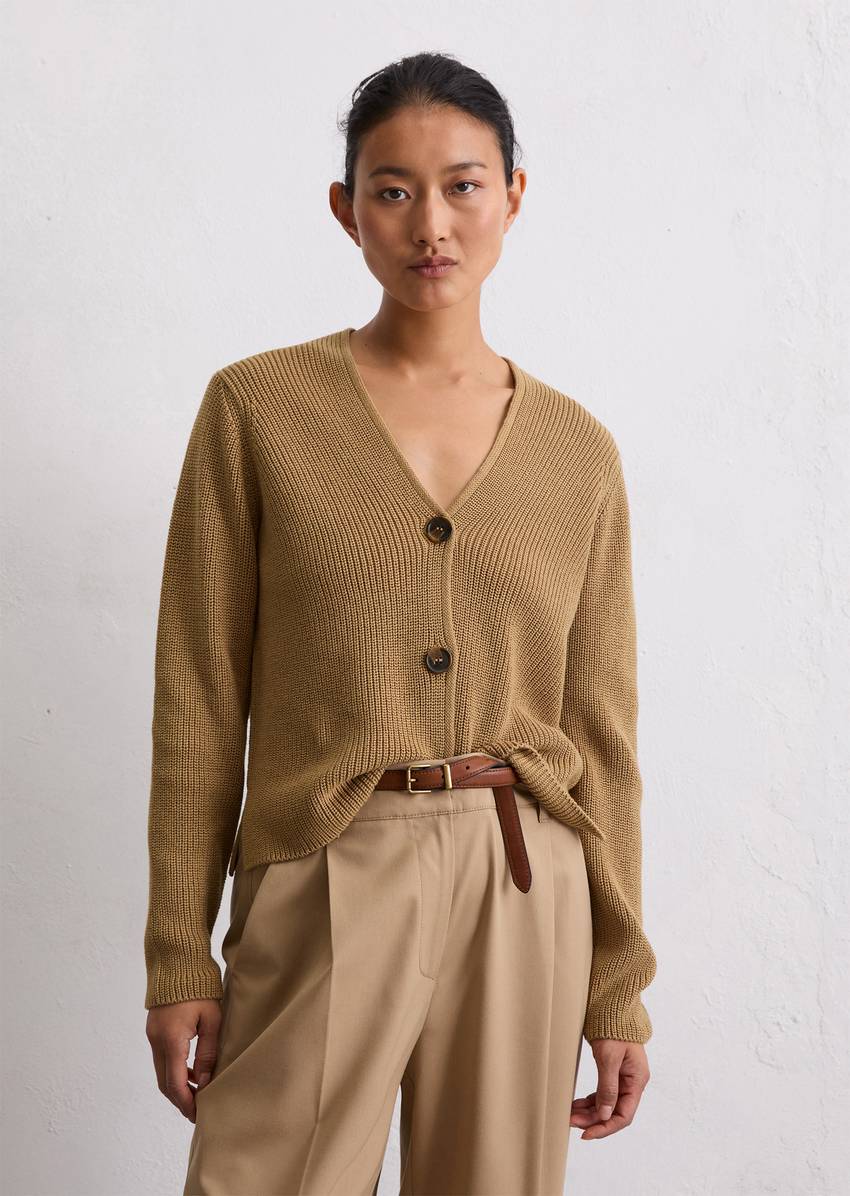 V-neck cardigan relaxed made from heavyweight organic cotton