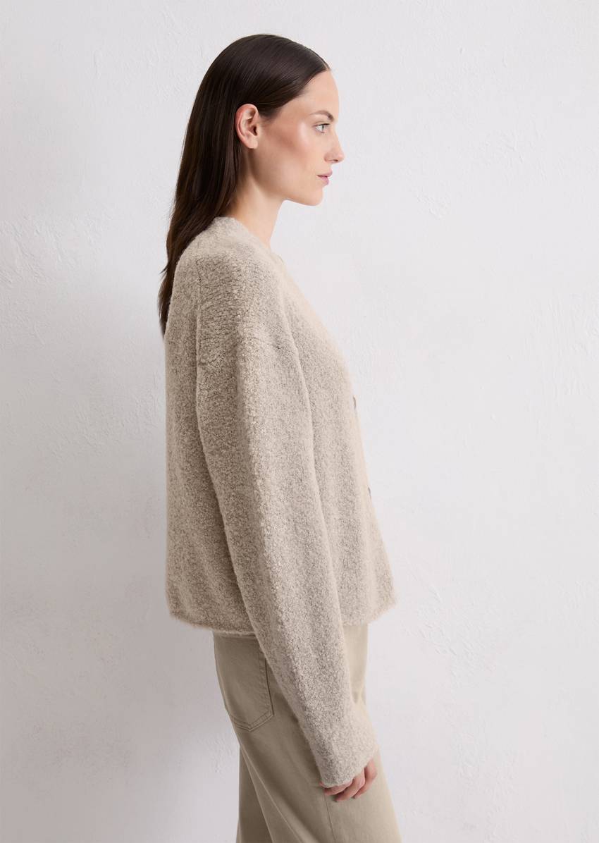 Bouclé cardigan regular made from a virgin wool/alpaca wool mix