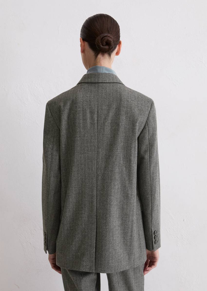 Straight pinstripe blazer made from wool-viscose blend stretch