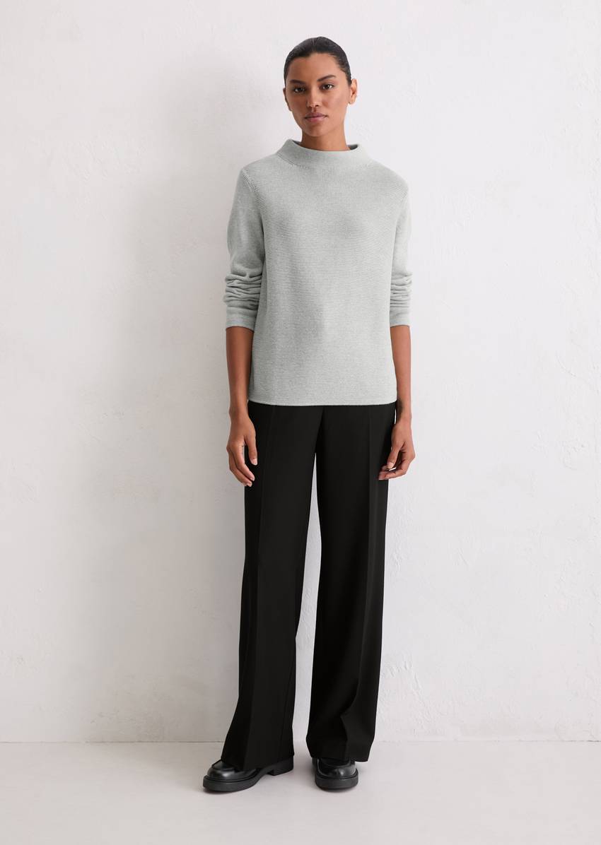 Knitted sweater slim made from organic cotton