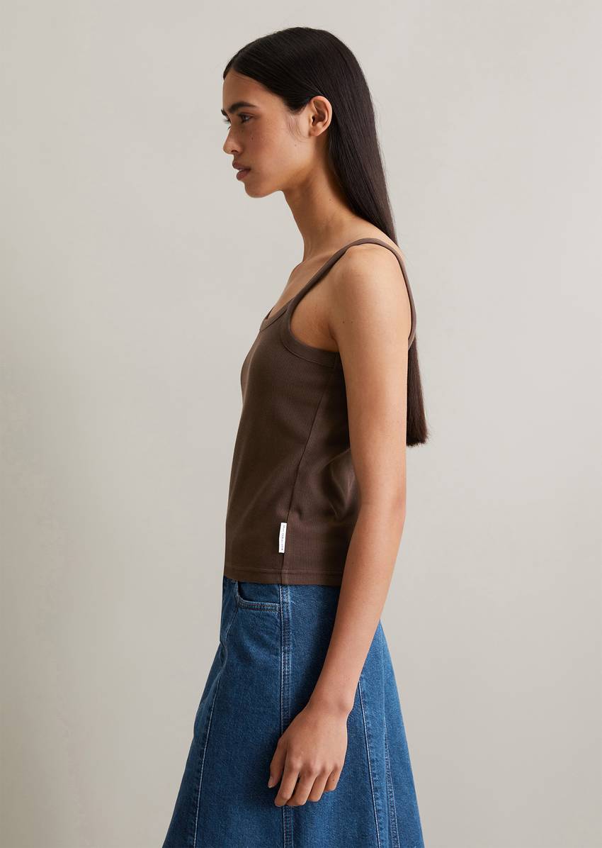 Cropped strap top made from ribbed organic cotton