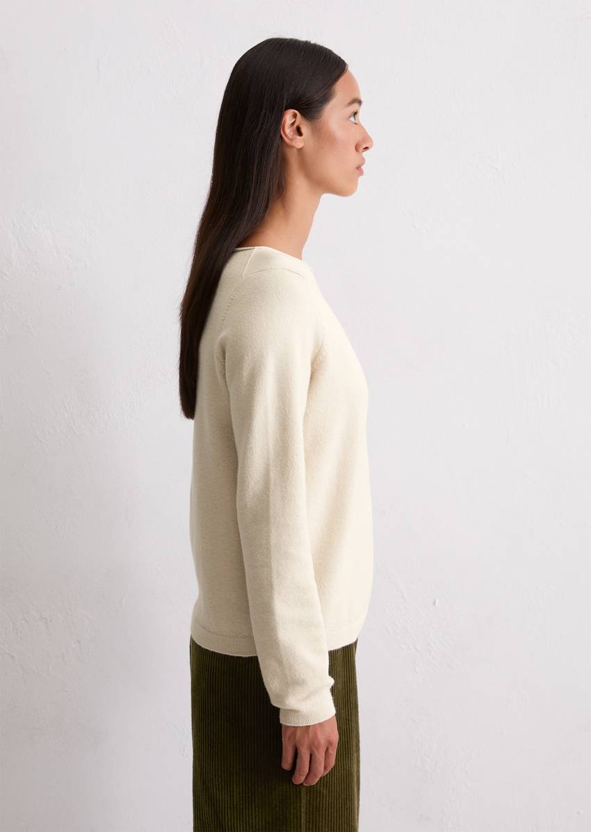 Basic knitted sweater regular made from a soft cotton/virgin wool blend