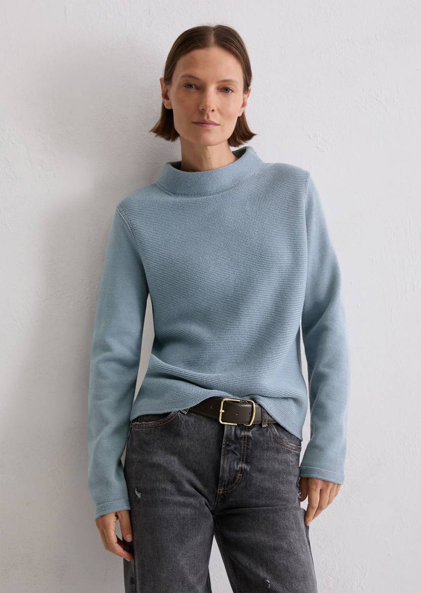 Knitted sweater slim made from organic cotton