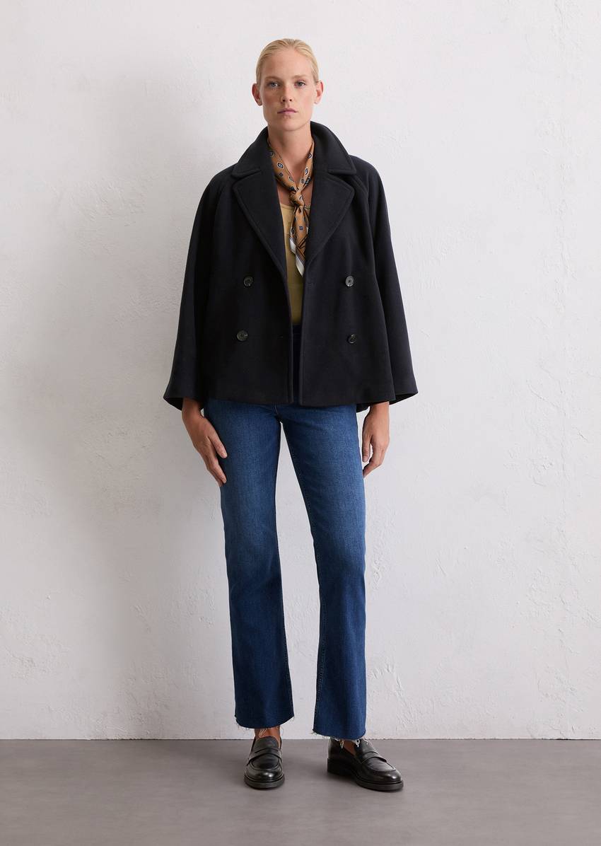 Cape jacket relaxed made from a wool mix