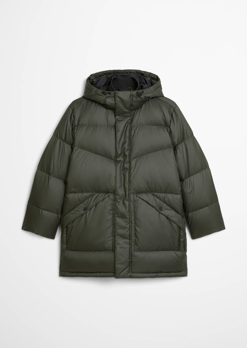 Down coat regular with fixed hood